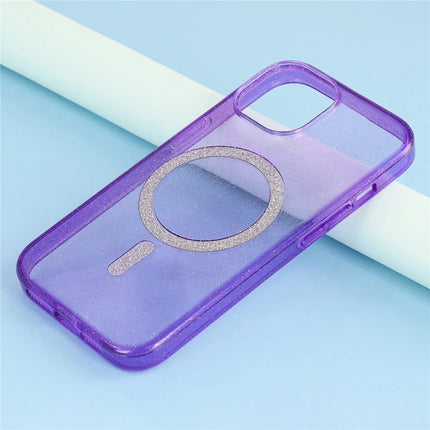 For iPhone 14 Case Compatible with MagSafe 2.0mm PC + TPU Glitter Phone Cover