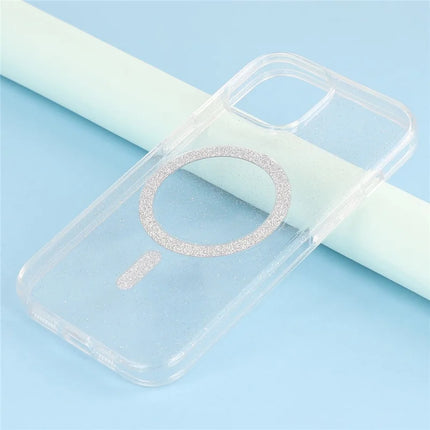 For iPhone 13 Case Compatible with MagSafe 2.0mm PC + TPU Glitter Phone Cover