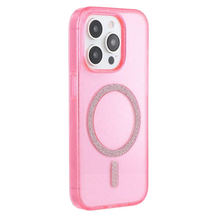 For iPhone 15 Pro Max Case Compatible with MagSafe 2.0mm PC + TPU Glitter Phone Cover - Pink
