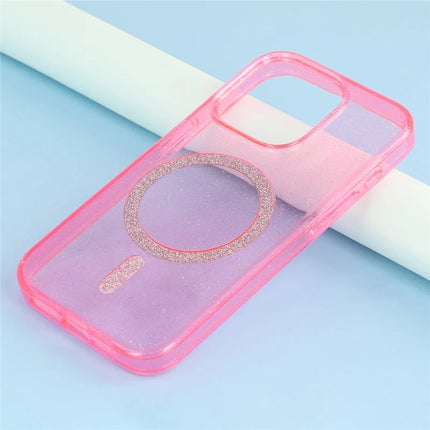 For iPhone 15 Pro Max Case Compatible with MagSafe 2.0mm PC + TPU Glitter Phone Cover