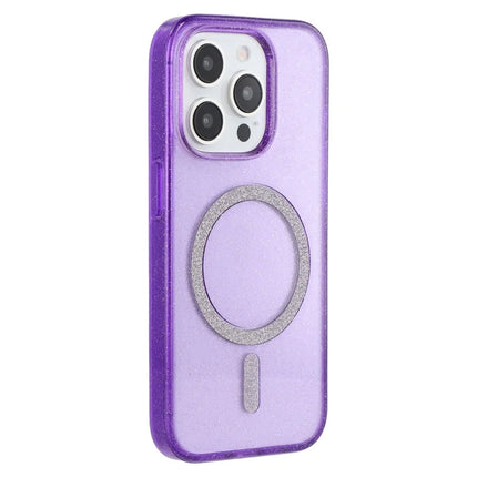 For iPhone 15 Pro Max Case Compatible with MagSafe 2.0mm PC + TPU Glitter Phone Cover - Purple
