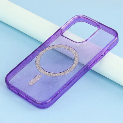 For iPhone 15 Pro Max Case Compatible with MagSafe 2.0mm PC + TPU Glitter Phone Cover