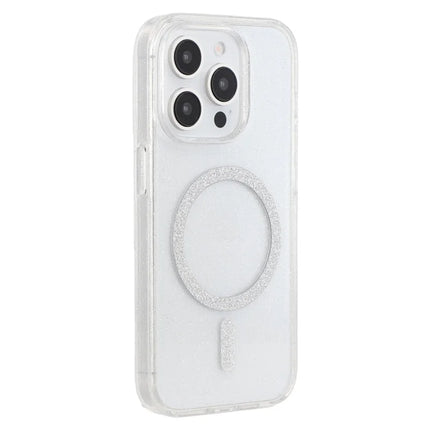 For iPhone 15 Pro Max Case Compatible with MagSafe 2.0mm PC + TPU Glitter Phone Cover - Transparent