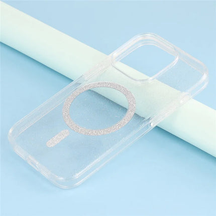 For iPhone 15 Pro Max Case Compatible with MagSafe 2.0mm PC + TPU Glitter Phone Cover