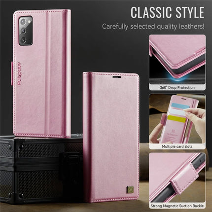 For Samsung Galaxy Note20 5G Case AUTSPACE A11 RFID Blocking Retro Leather Cell Phone Wallet Cover