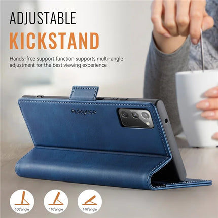 For Samsung Galaxy Note20 5G Case AUTSPACE A11 RFID Blocking Retro Leather Cell Phone Wallet Cover