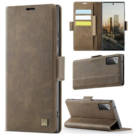 For Samsung Galaxy Note20 5G Case AUTSPACE A11 RFID Blocking Retro Leather Cell Phone Wallet Cover