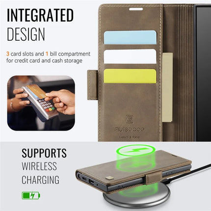 For Samsung Galaxy Note20 5G Case AUTSPACE A11 RFID Blocking Retro Leather Cell Phone Wallet Cover