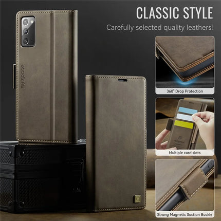 For Samsung Galaxy Note20 5G Case AUTSPACE A11 RFID Blocking Retro Leather Cell Phone Wallet Cover
