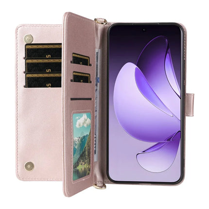 For Oppo Reno13 Pro 5G Wallet Case with Shoulder Strap Leather Phone Cover