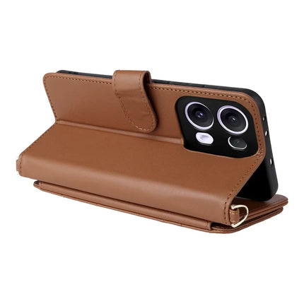 For Oppo Reno13 Pro 5G Wallet Case with Shoulder Strap Leather Phone Cover