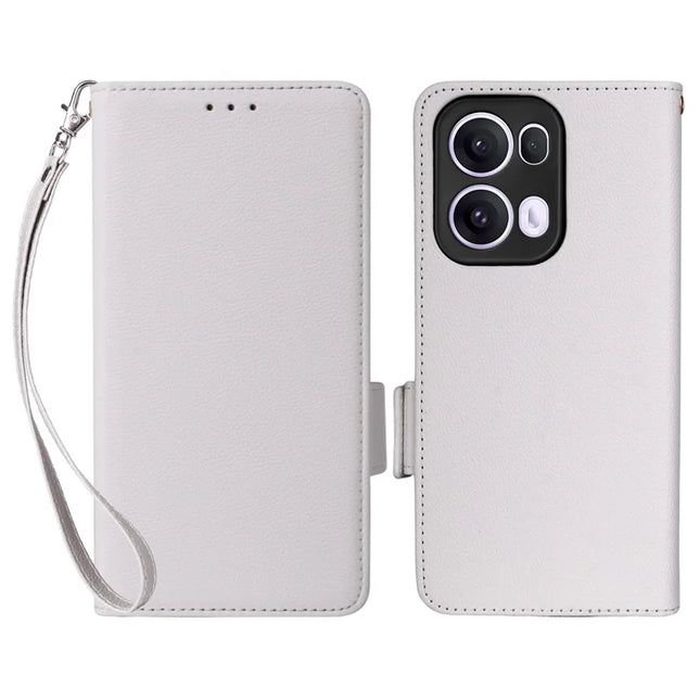 For Oppo Reno13 Pro 5G Case Litchi Texture PU Leather Wallet Flip Phone Cover - White