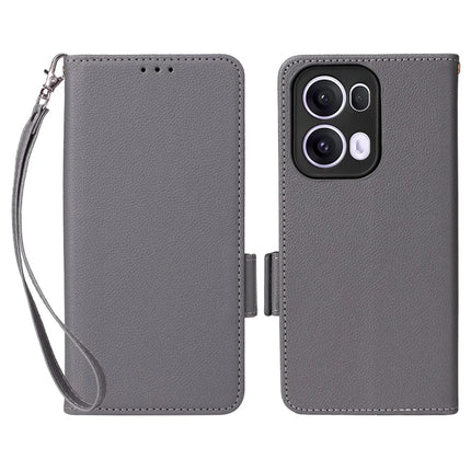 For Oppo Reno13 Pro 5G Case Litchi Texture PU Leather Wallet Flip Phone Cover - Grey