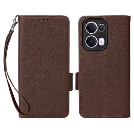 For Oppo Reno13 Pro 5G Case Litchi Texture PU Leather Wallet Flip Phone Cover - Brown