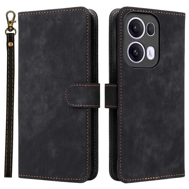 For Oppo Reno13 Pro 5G Wallet Case RFID Blocking PU Leather Cover Stand View - Black