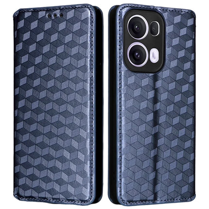 For Oppo Reno13 Pro 5G Wallet Case Rhombus Imprinted Leather Phone Cover - Blue