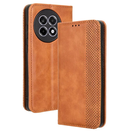 Leather Case for OnePlus 13R 5G / Ace 5 5G / Ace 5 Pro 5G Wallet Stand Retro Texture Phone Cover - Brown