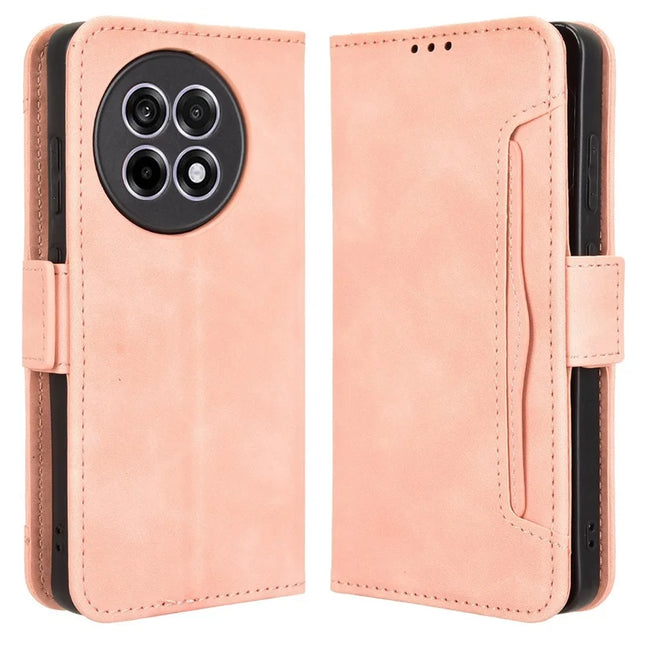Leather Case for OnePlus 13R 5G / Ace 5 5G / Ace 5 Pro 5G Phone Wallet Cover with Multiple Card Slots - Pink