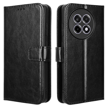 Leather Case for OnePlus 13R 5G / Ace 5 5G / Ace 5 Pro 5G Crazy Horse Texture Phone Wallet Cover - Black