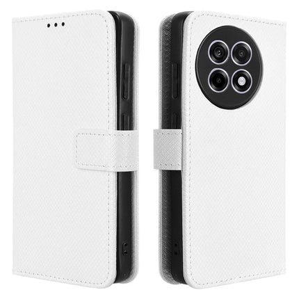 Wallet Phone Case for OnePlus 13R 5G / Ace 5 5G / Ace 5 Pro 5G PU Leather Diamond Texture Cover - White