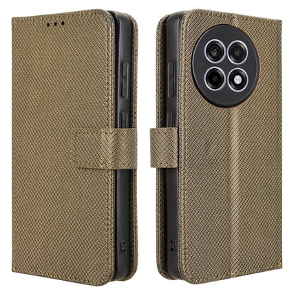 Wallet Phone Case for OnePlus 13R 5G / Ace 5 5G / Ace 5 Pro 5G PU Leather Diamond Texture Cover - Brown