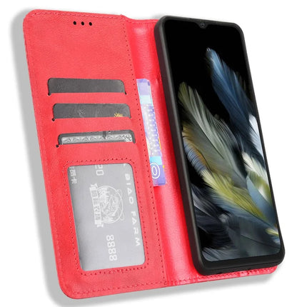 Leather Case for Blackview Wave 8 / Wave 8C / Oscal Flat 2 Wallet Stand Retro Texture Phone Cover