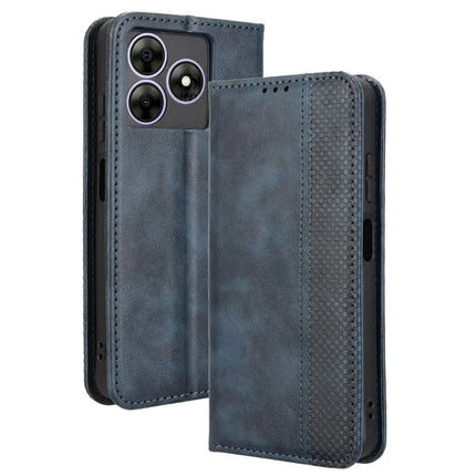 Leather Case for Blackview Wave 8 / Wave 8C / Oscal Flat 2 Wallet Stand Retro Texture Phone Cover - Blue