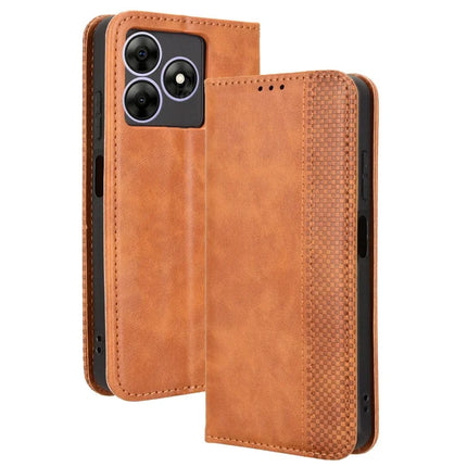 Leather Case for Blackview Wave 8 / Wave 8C / Oscal Flat 2 Wallet Stand Retro Texture Phone Cover - Brown