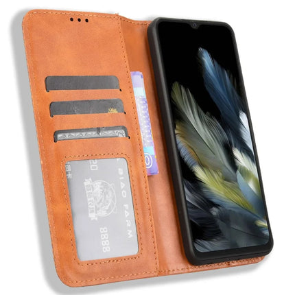 Leather Case for Blackview Wave 8 / Wave 8C / Oscal Flat 2 Wallet Stand Retro Texture Phone Cover