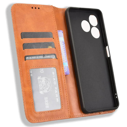 Leather Case for Blackview Wave 8 / Wave 8C / Oscal Flat 2 Wallet Stand Retro Texture Phone Cover