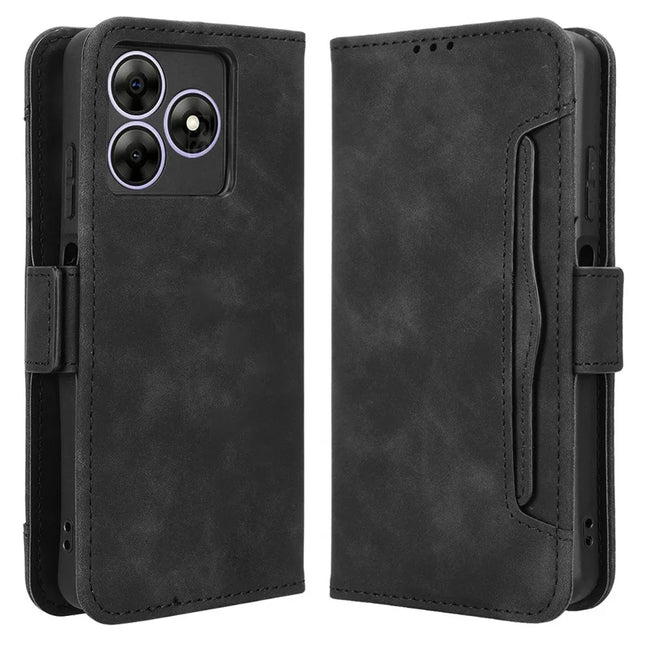 Leather Case for Blackview Wave 8 / Wave 8C / Oscal Flat 2 Phone Wallet Cover with Multiple Card Slots - Black
