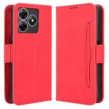 Leather Case for Blackview Wave 8 / Wave 8C / Oscal Flat 2 Phone Wallet Cover with Multiple Card Slots - Red
