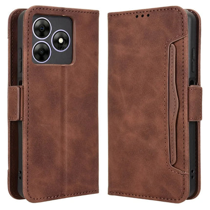 Leather Case for Blackview Wave 8 / Wave 8C / Oscal Flat 2 Phone Wallet Cover with Multiple Card Slots - Brown