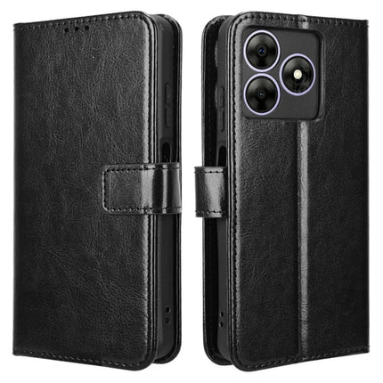 Leather Case for Blackview Wave 8 / Wave 8C / Oscal Flat 2 Crazy Horse Texture Phone Wallet Cover - Black