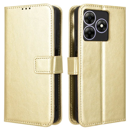 Leather Case for Blackview Wave 8 / Wave 8C / Oscal Flat 2 Crazy Horse Texture Phone Wallet Cover - Gold