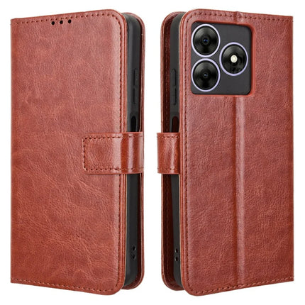 Leather Case for Blackview Wave 8 / Wave 8C / Oscal Flat 2 Crazy Horse Texture Phone Wallet Cover - Brown
