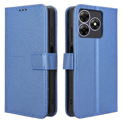 Phone Case For Blackview Wave 8 / Wave 8C / Oscal Flat 2 PU Leather Diamond Texture Wallet Cover - Blue