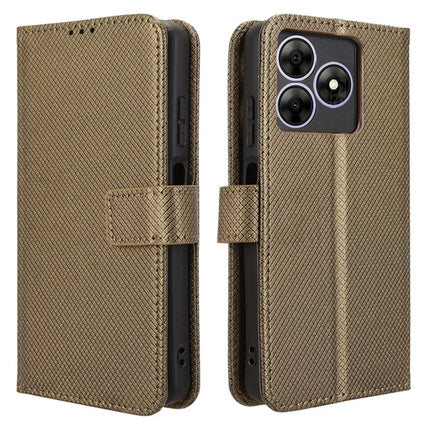 Phone Case For Blackview Wave 8 / Wave 8C / Oscal Flat 2 PU Leather Diamond Texture Wallet Cover - Brown