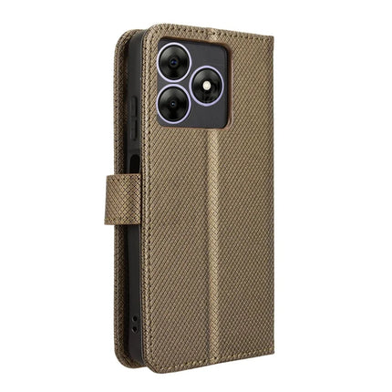 Phone Case For Blackview Wave 8 / Wave 8C / Oscal Flat 2 PU Leather Diamond Texture Wallet Cover