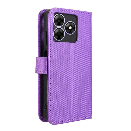 Phone Case For Blackview Wave 8 / Wave 8C / Oscal Flat 2 PU Leather Diamond Texture Wallet Cover