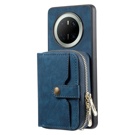 For Huawei Mate 70 PU Leather Phone Back Cover with Zipper Card Holder and Long Strap