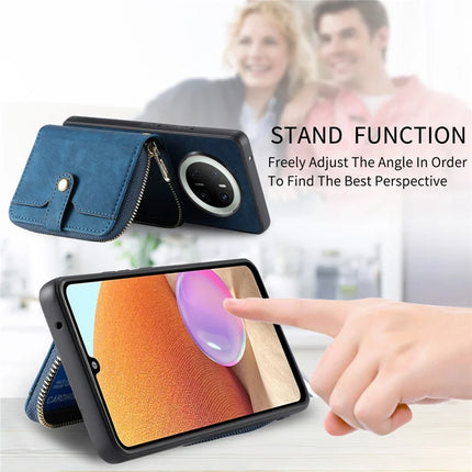 For Huawei Mate 70 PU Leather Phone Back Cover with Zipper Card Holder and Long Strap