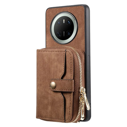 For Huawei Mate 70 PU Leather Phone Back Cover with Zipper Card Holder and Long Strap
