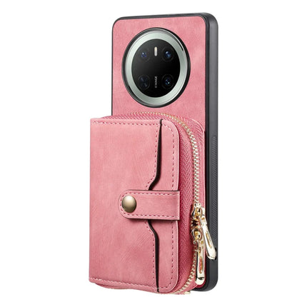 For Huawei Mate 70 PU Leather Phone Back Cover with Zipper Card Holder and Long Strap