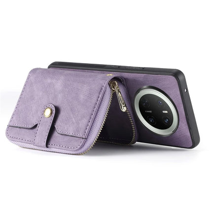 For Huawei Mate 70 PU Leather Phone Back Cover with Zipper Card Holder and Long Strap