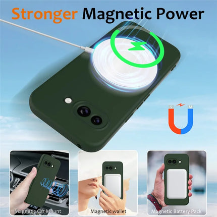 For Google Pixel 9a Case Compatible with MagSafe Anti-Drop Liquid Silicone Phone Cover