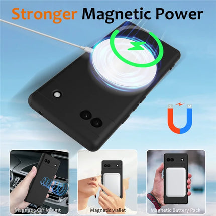 For Google Pixel 6a Case Compatible with MagSafe Anti-Drop Liquid Silicone Phone Cover
