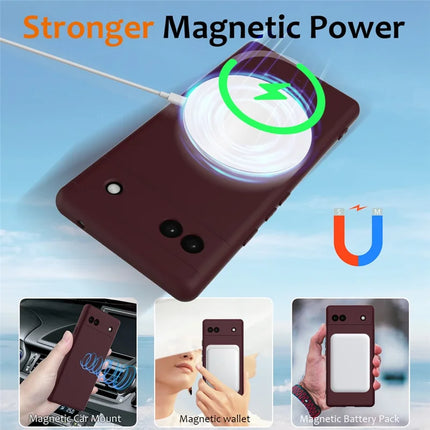 For Google Pixel 6a Case Compatible with MagSafe Anti-Drop Liquid Silicone Phone Cover