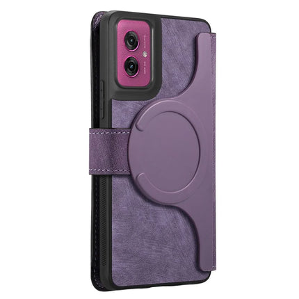 For Motorola Moto G55 5G Case CASENEO Detachable Magnetic RFID Block Leather Phone Wallet Cover - Purple
