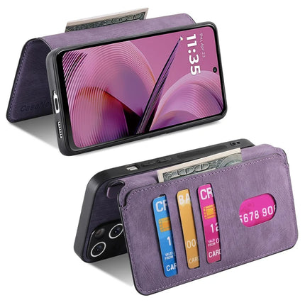 For Motorola Moto G55 5G Case CASENEO Detachable Magnetic RFID Block Leather Phone Wallet Cover - Purple